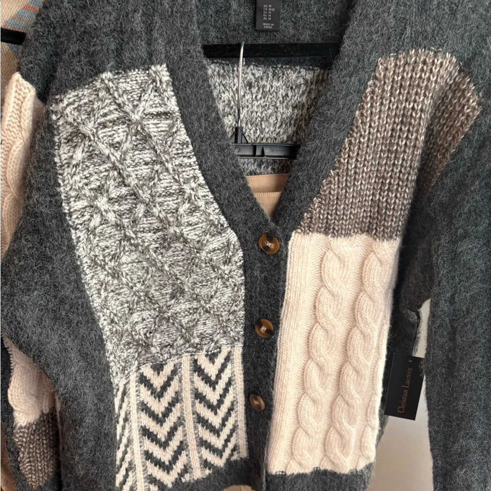 Christian Lacroix Black and Cream Patchwork Cardigan - Picture 2 of 4